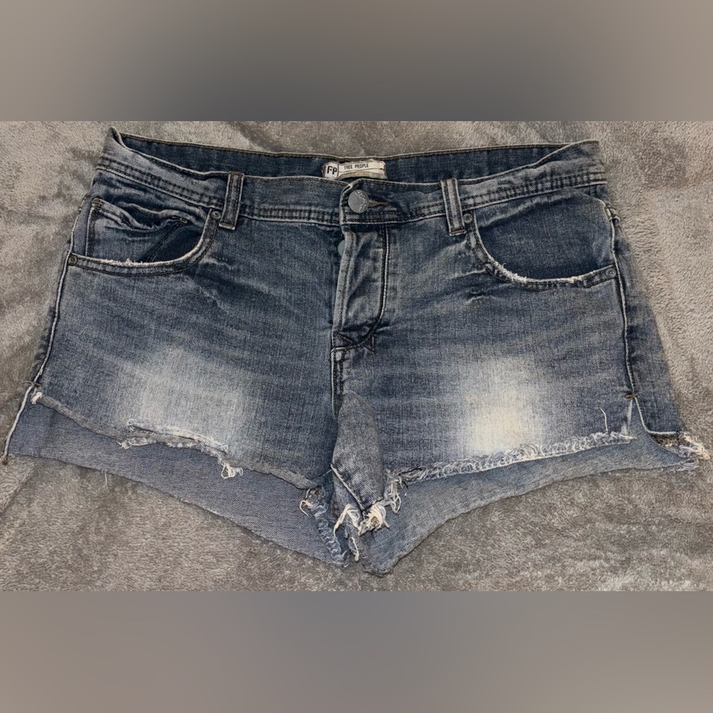 Free People denim button fly shorts